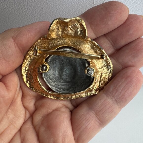 Vintage Pig Brooch Mixed Metals Gold and Silver Tone Ultra Craft Whimsical - Picture 5 of 8